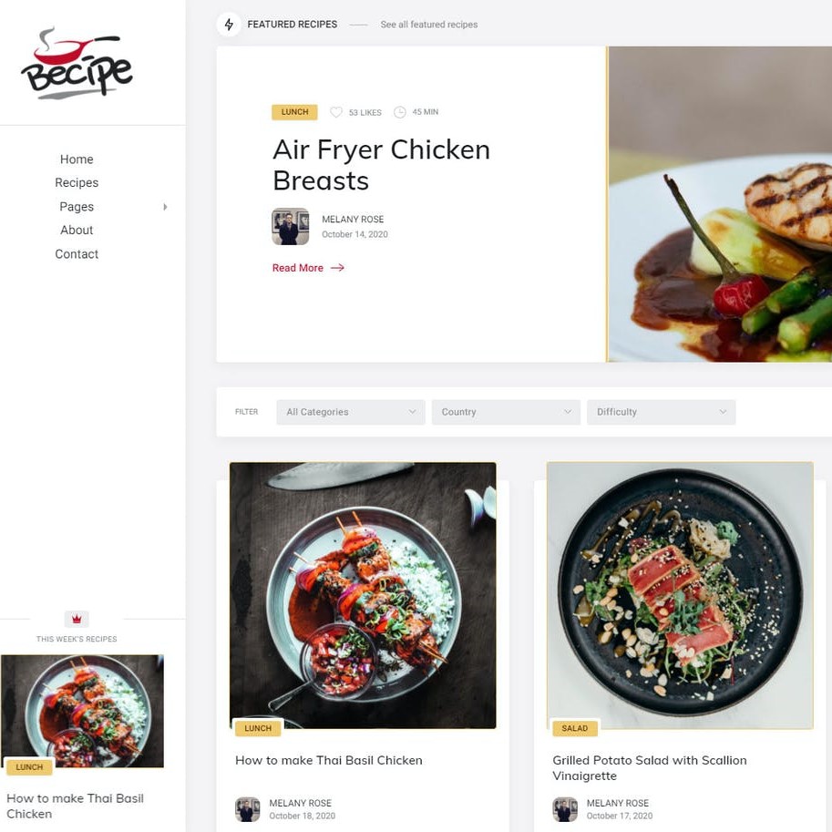 Becipe – Yemek Tarifi WordPress Teması